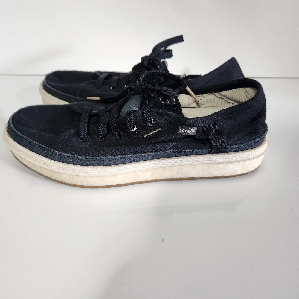 Sanuk All Gender Nopal Sustainasole Sneaker Canvas Black Women's 9 Men's 8